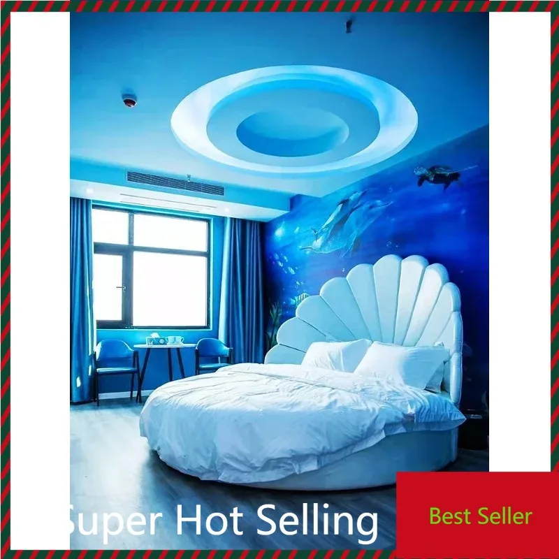 

round Bed Bed & Breakfast Furniture Theme Hotel Water Bed-Head Apartment Shadow Coffee Light Luxury Simple Modern Electric