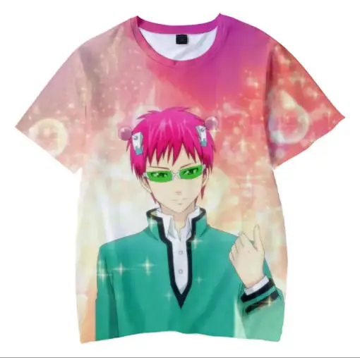 Anime 3d Printed Short Sleeve T-Shirt Saiki Namio Pattern Round Neck Short Sleeve Fashion New Street Casual T-Shirt 2XS-6XL