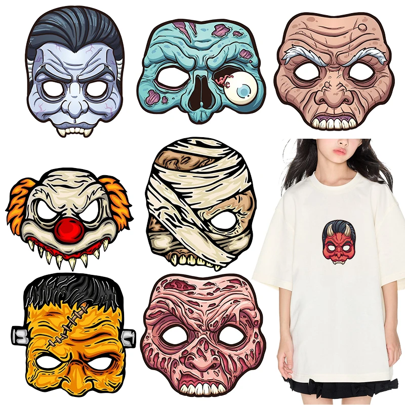 Horror parody mask Iron On Patch dtf transfers ready to press Heat Transfer Printing  On Clothes Iron on transfer Patch