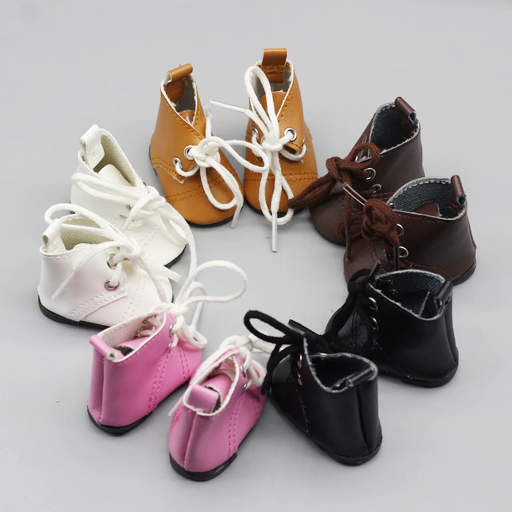 1 Pair 5*2.8cm PU Leather Cute Doll Boot Shoes Adorable Party Ankle Strap PU Leather Shoes For 1/6 Doll Clothing Accessories