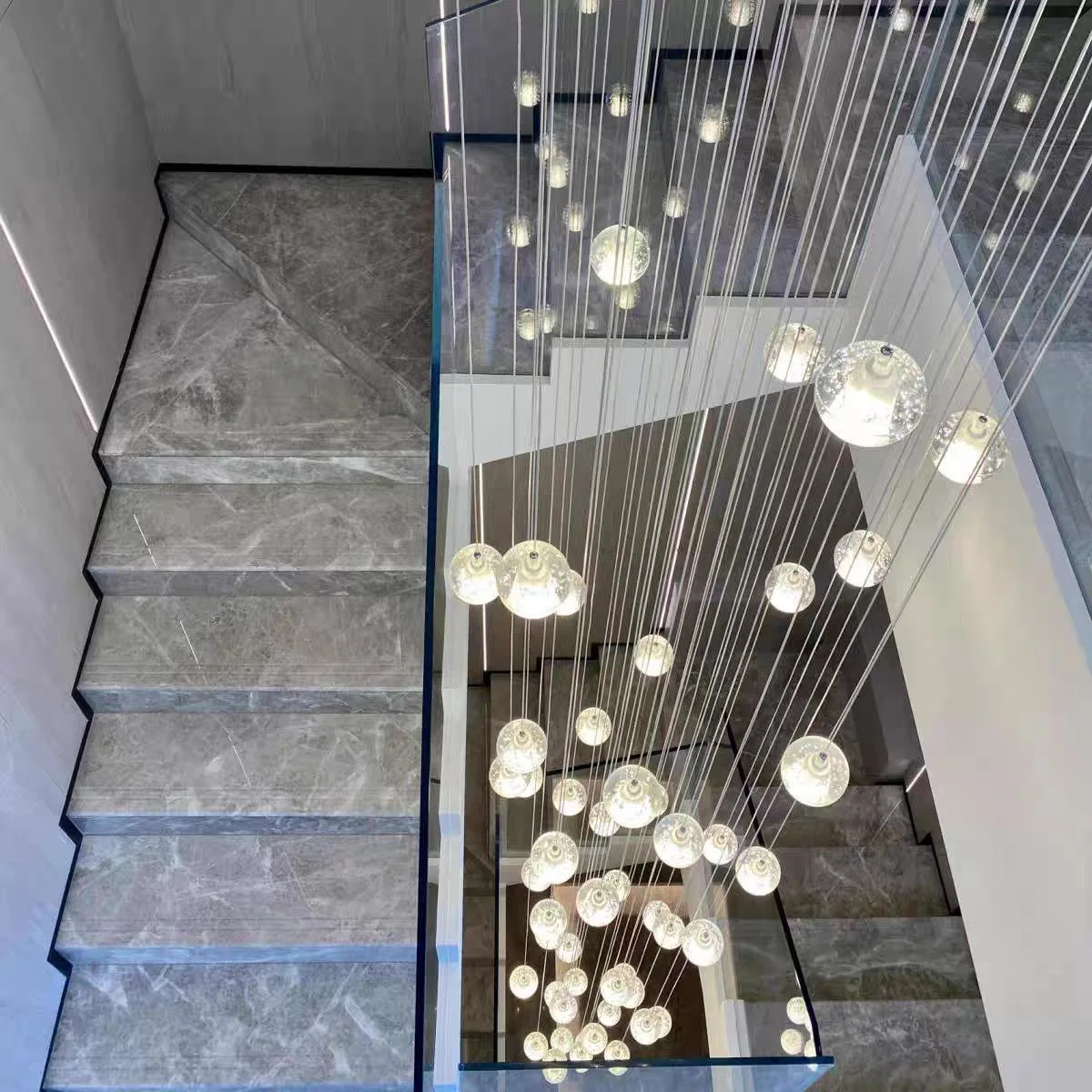 Spiral Staircase Living Room Chandeliers Crystal Ball Led Ceiling Light Lustre Chandelier Modern  Decoration Bedroom Dining