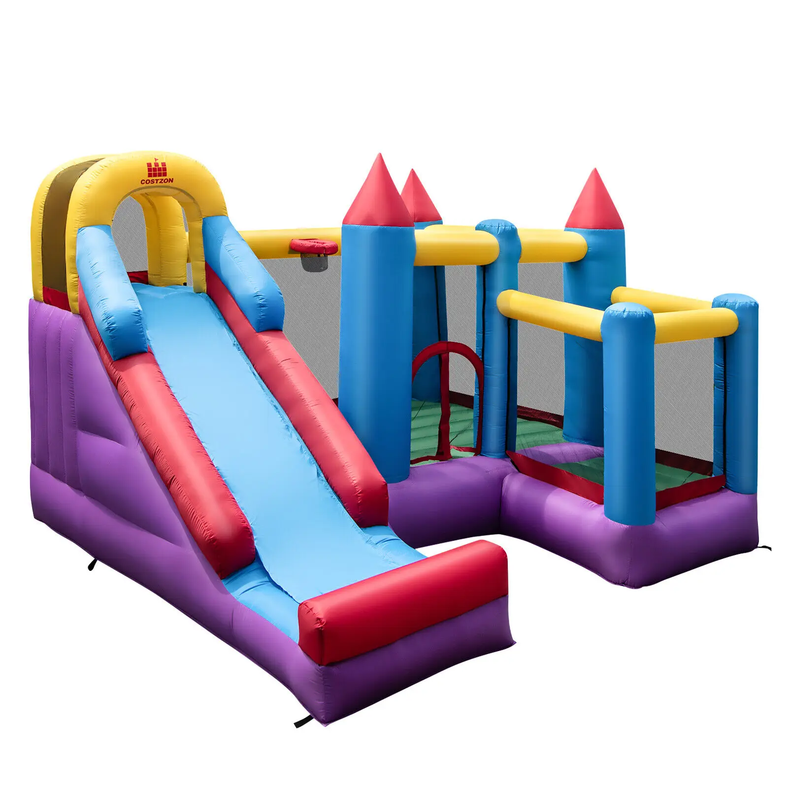 Babyjoy Inflatable Bounce House 5-in-1 Inflatable Bouncer Indoor&Outdoor w/ 735W Blower