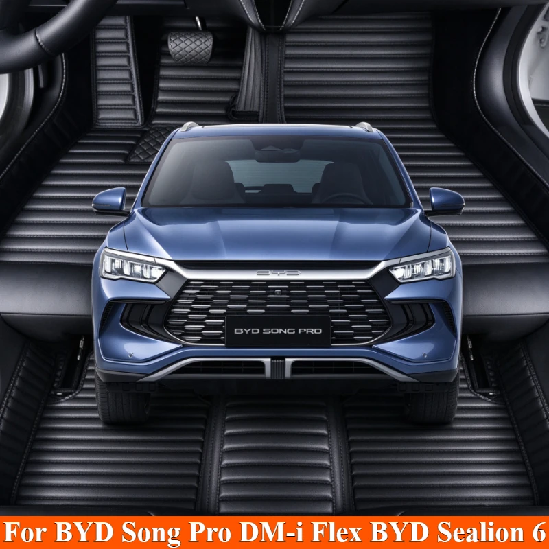 Custom Car Floor Mats For BYD Song Pro DM-i Flex BYD Sealion 6 2024-2026 LHD RHD Foot Carpet Interior Accessories Leather Trunk