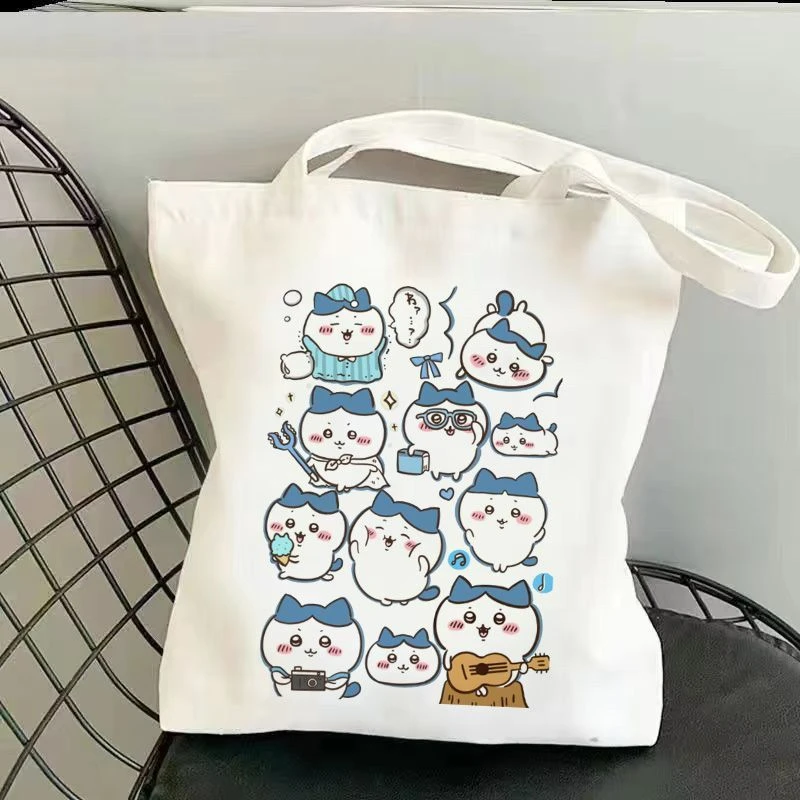 Kawaii Chiikawa Einkaufstasche, faltbar, große Kapazität, Einkaufstaschen, ästhetische Mode, ECO Canvas, wiederverwendbare Canvas-Umhängetasche, Geschenk