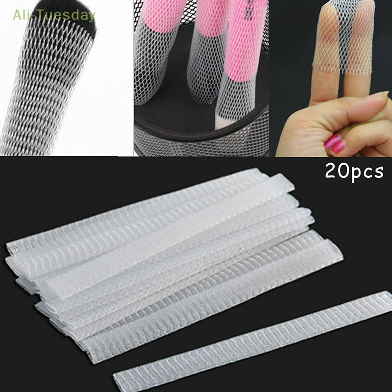 20 Pcs Mesh protezioni a rete flessibile copertura guaina Beauty White Cosmetic Make Up pennelli protezioni strumento conveniente