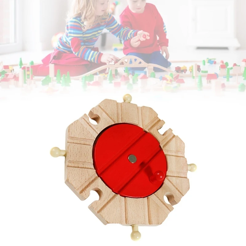 Accessori per binari del treno in legno Giocattolo ferroviario per bambino Giradischi ferroviario in legno compatibile con