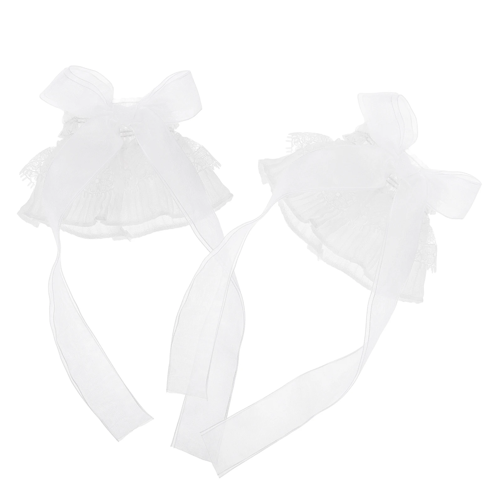 1 زوج الأبيض الشيفون تكدرت الدانتيل المعصم الأصفاد شير مطاطا أصابع قفازات للنساء حفل زفاف الشاي الحدث لوليتا