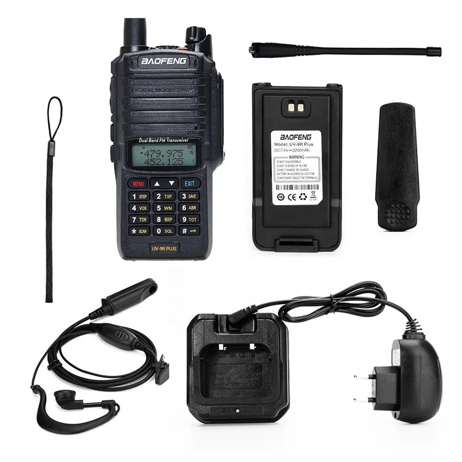 Baofeng UV-9R Plus Walkie Talkie Ip67 Waterproof UHF/VHF Dual Band Radio for Hiking, Fishing