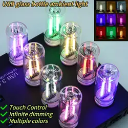 Glass Bottle USB Touch Control Night Light Colorful Atmosphere Light LED Filament Light Bulb Decorative Atmosphere Lamps