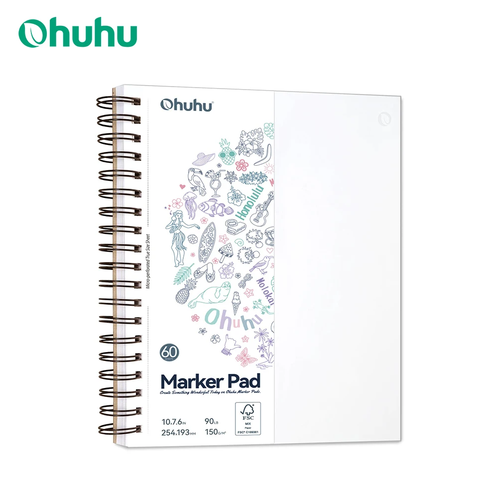 ohuhu dupla face marcador pads art sketchbook bleedproof spiral bound esboco livro para marcadores alcool desenho notebook escola 01