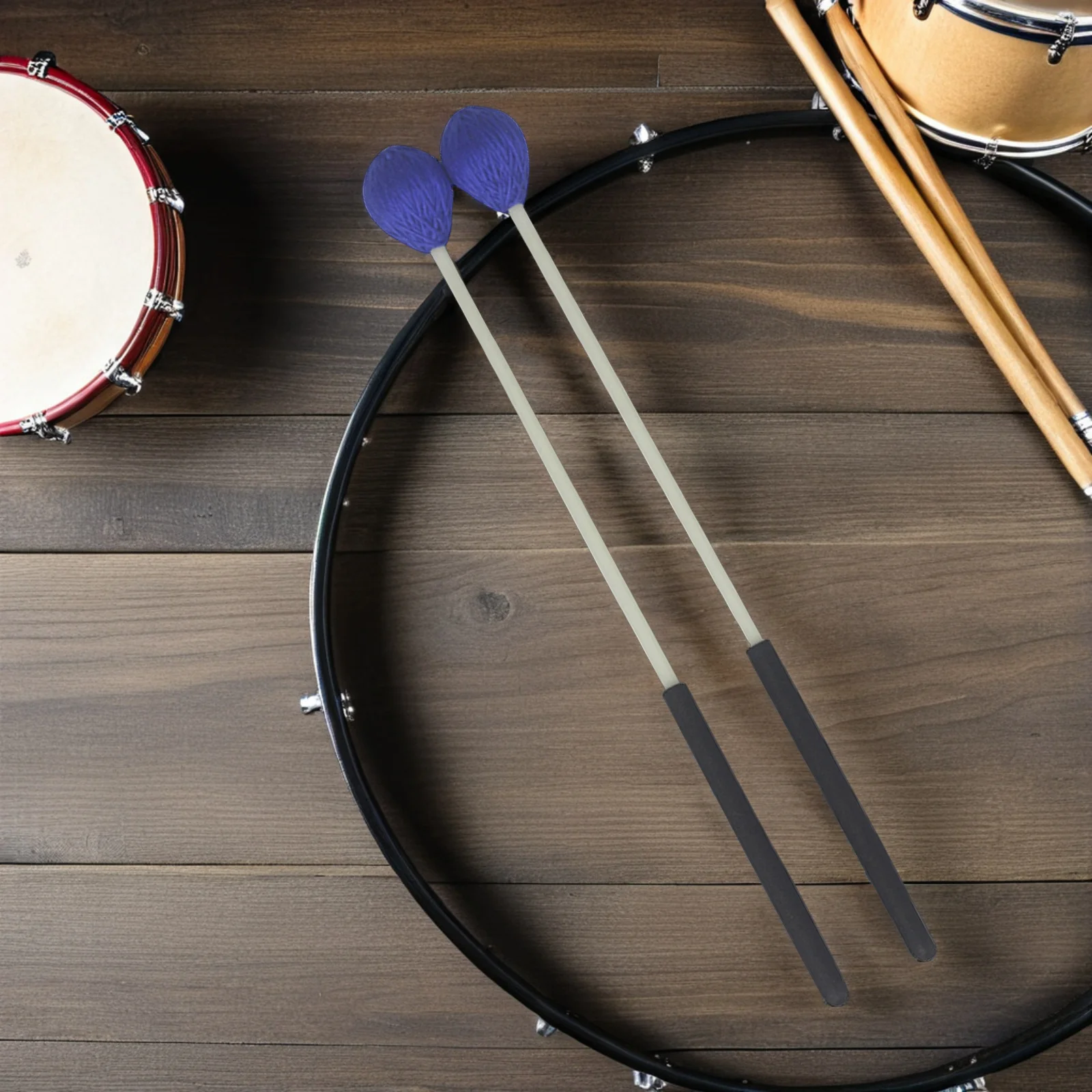 

Yarn Mallets for Marimba 1 Pair Medium Hardness Blue Head Beech Handle Perfect Percussion Instrument Accessory