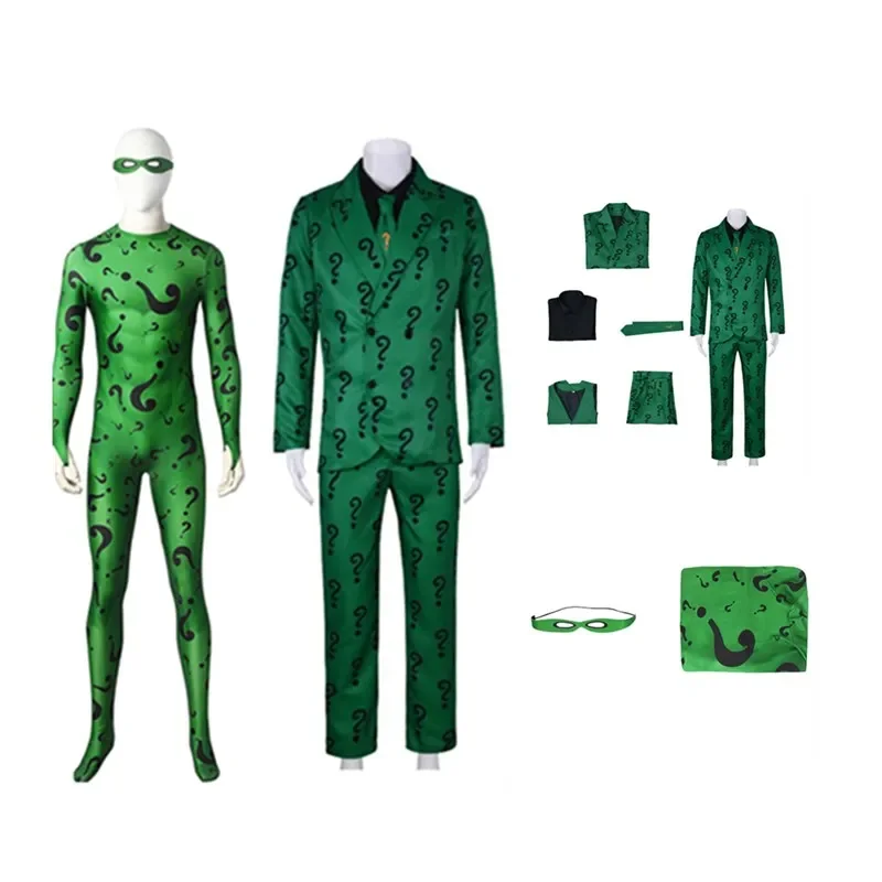 Riddler Cosplay Costume Jumpsuit Outfits Halloween Carnival Suit