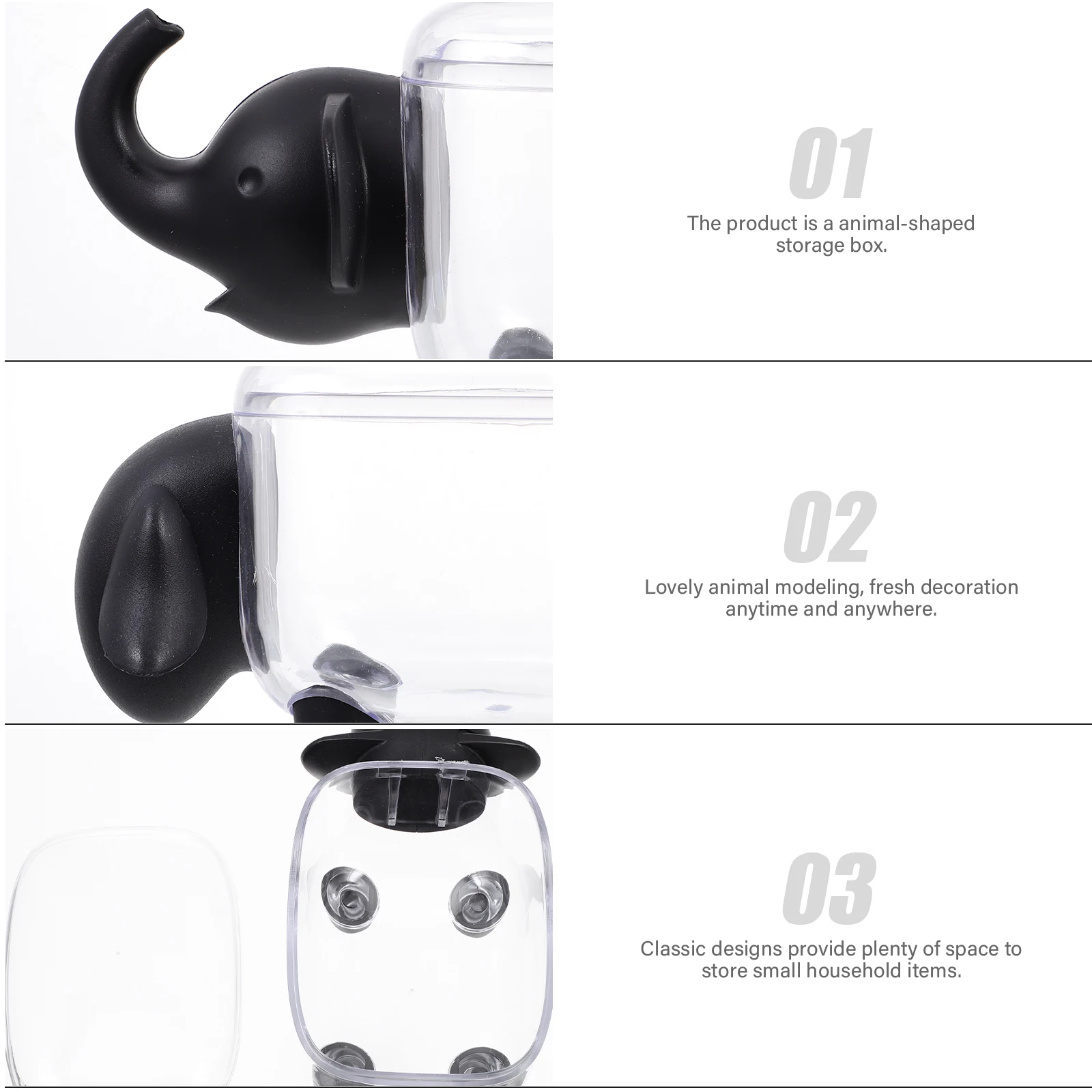 

2Pcs Animal-Shaped Cotton Pad Holder Creative Makeup Cotton Swab Box Plastic Storage Toothpick Organizer Home Use