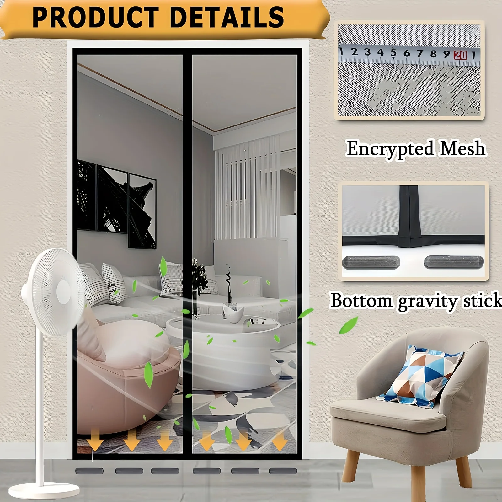 Modern magnetic shielding door, automatic closing, buckle storage, no need to drill holes for outdoor installation