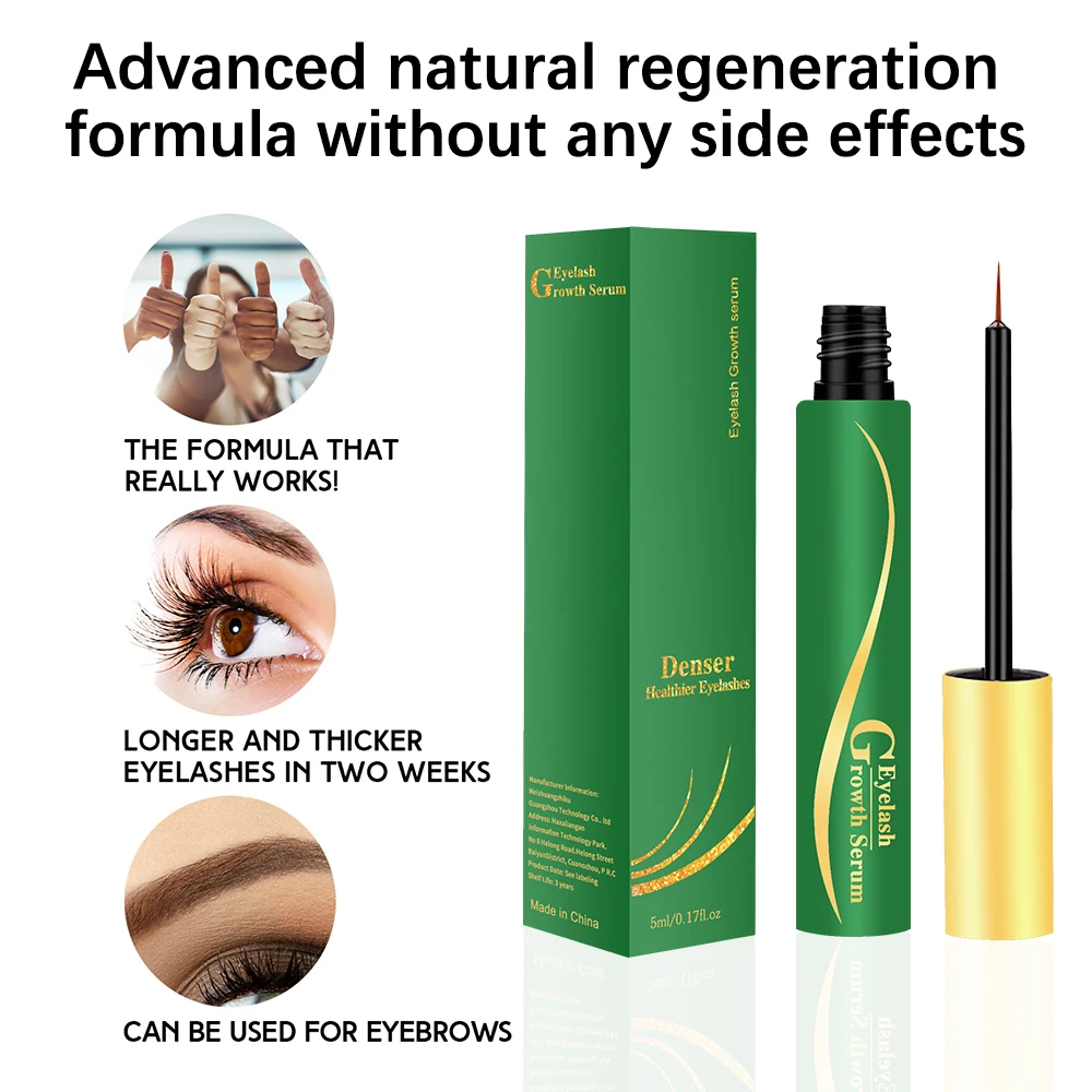 Eyelash Growth Serum Eyebrows Enhancer for Eyelashes Enhancer Eyebrow Growth Longer Thicker Fuller Lashes Hair Growth Liquid 5ml