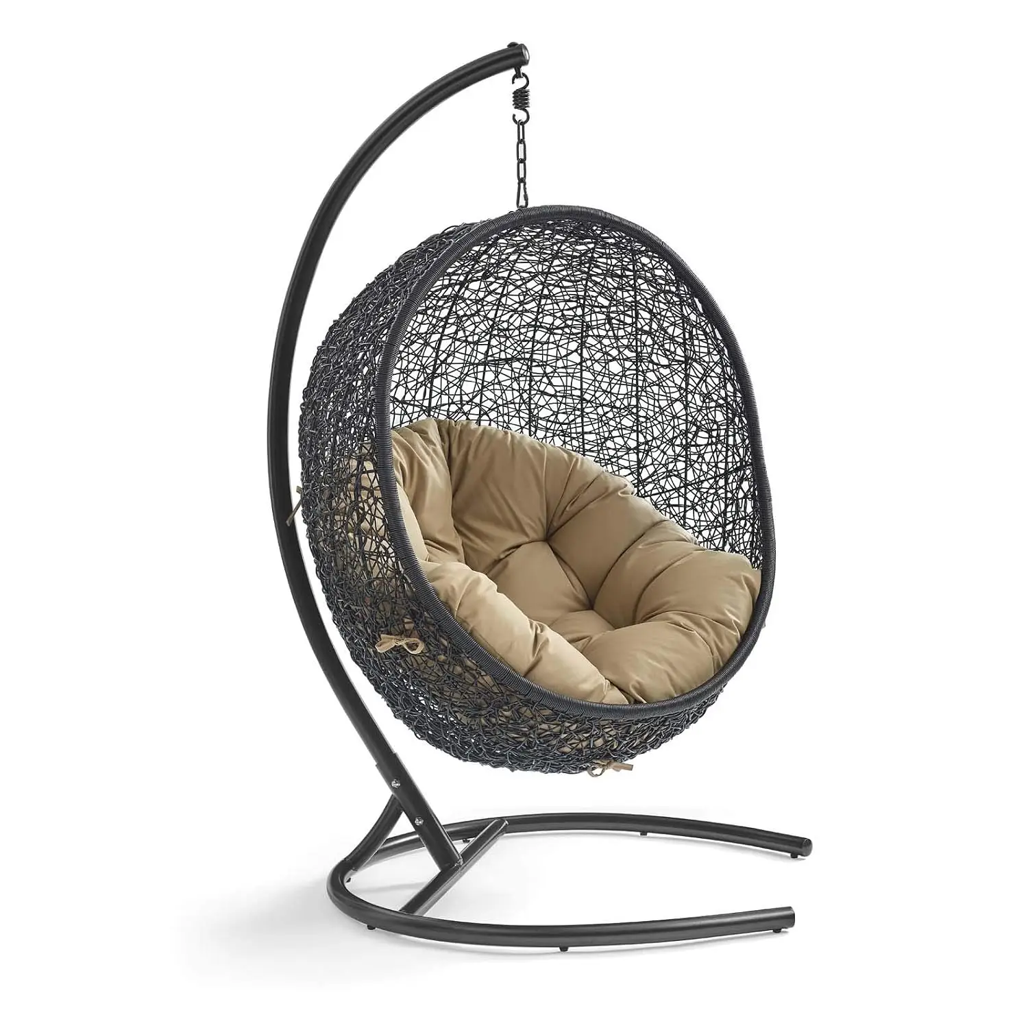 EEI-739-MOC-SET Encase Swing Outdoor Patio Lounge Chair, With Stand, Mocha, Customized