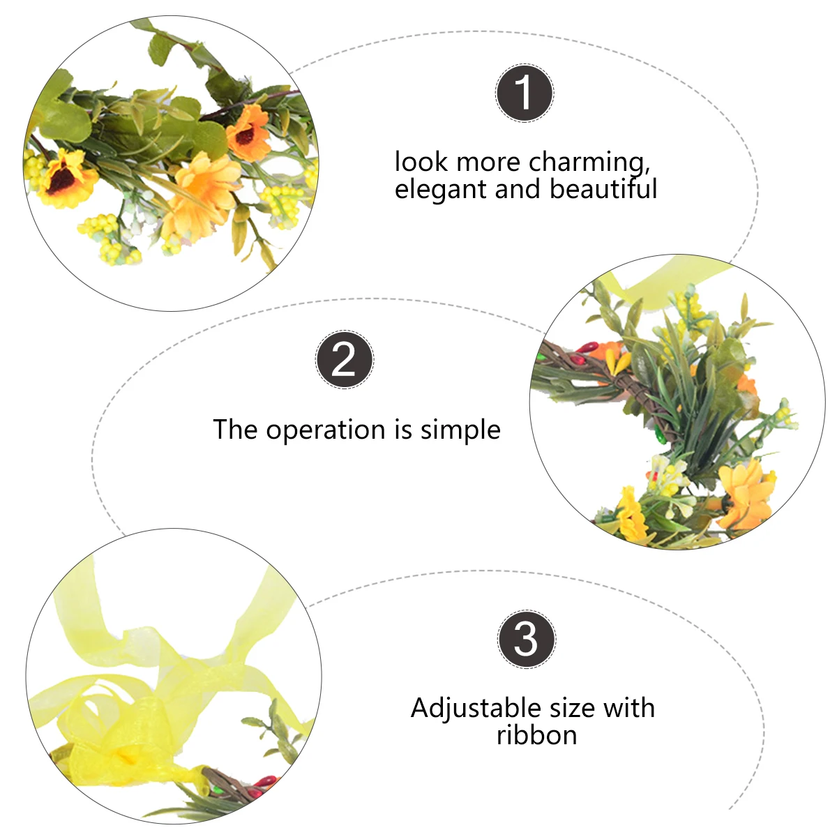 

Bridal Sunflower Wreath Headband Wedding Garland Headpiece Flower Hair Accessory For Women Vacation Festival