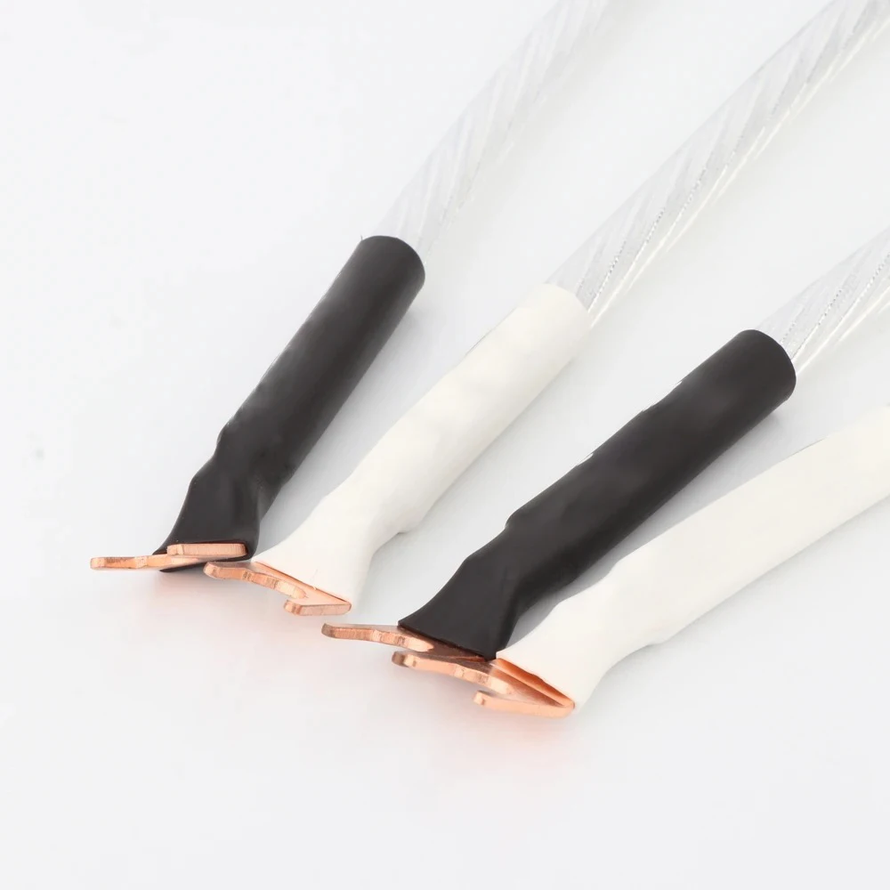 4 szt. Mostek/Przewód połączeniowy głośnikowy, srebrny mostek połączeniowy, kabel Y Spade do Y Spade, przewód połączeniowy głośnikowy