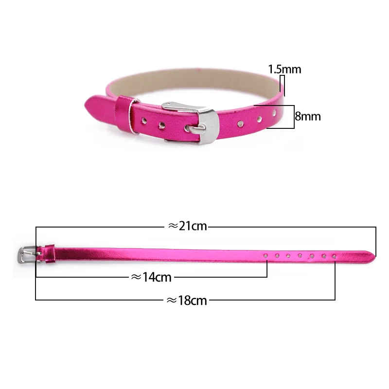 New 8mm Colorful PU Leather Bracelet For Women Wristband Slide Letter Charms Jewelry Making DIY Pet Collar Accessories Gift