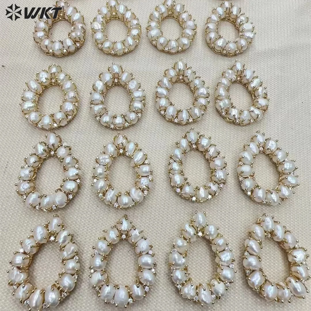 

WT-JP365 New Arrival Exquisite Multiple Shape To Choose Pearl Paved Pendant For DIY Jewelry Accessory Making