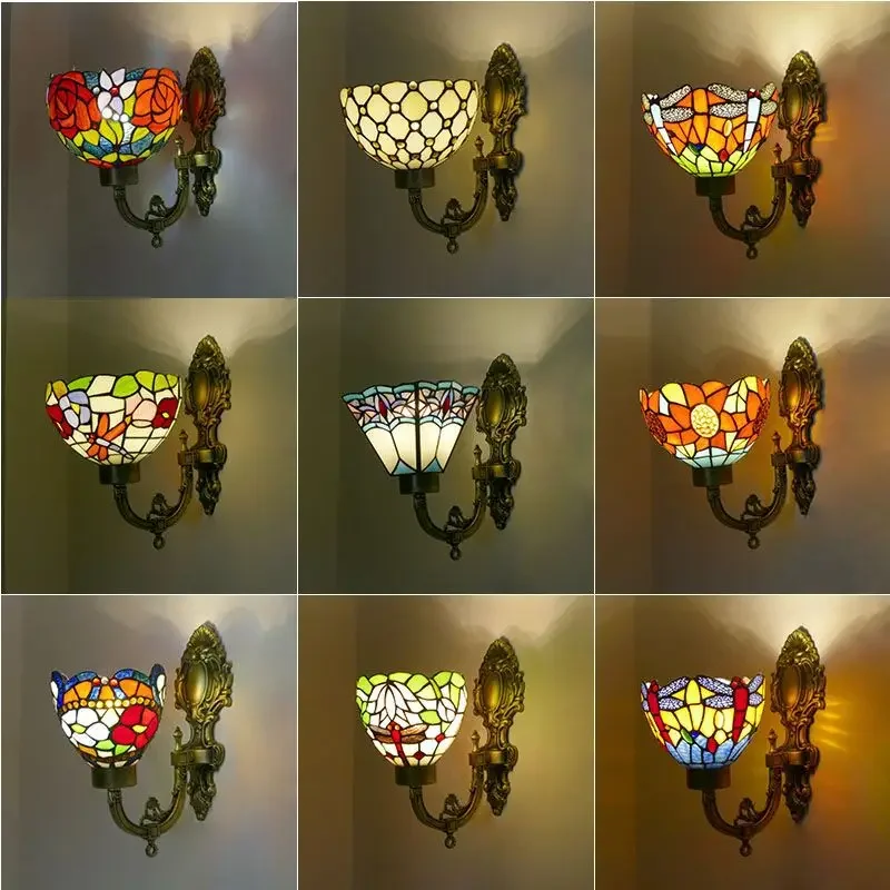 

Nordic Simple Bedroom Bedside Lamp Balcony Aisle Corridor Washbasin Bathroom Hotel Decor Light Stained Glass Wall Lamp