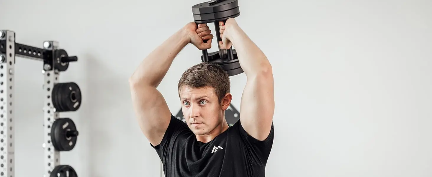 REP Fitness Quickdraw adjustable dumbbell in use