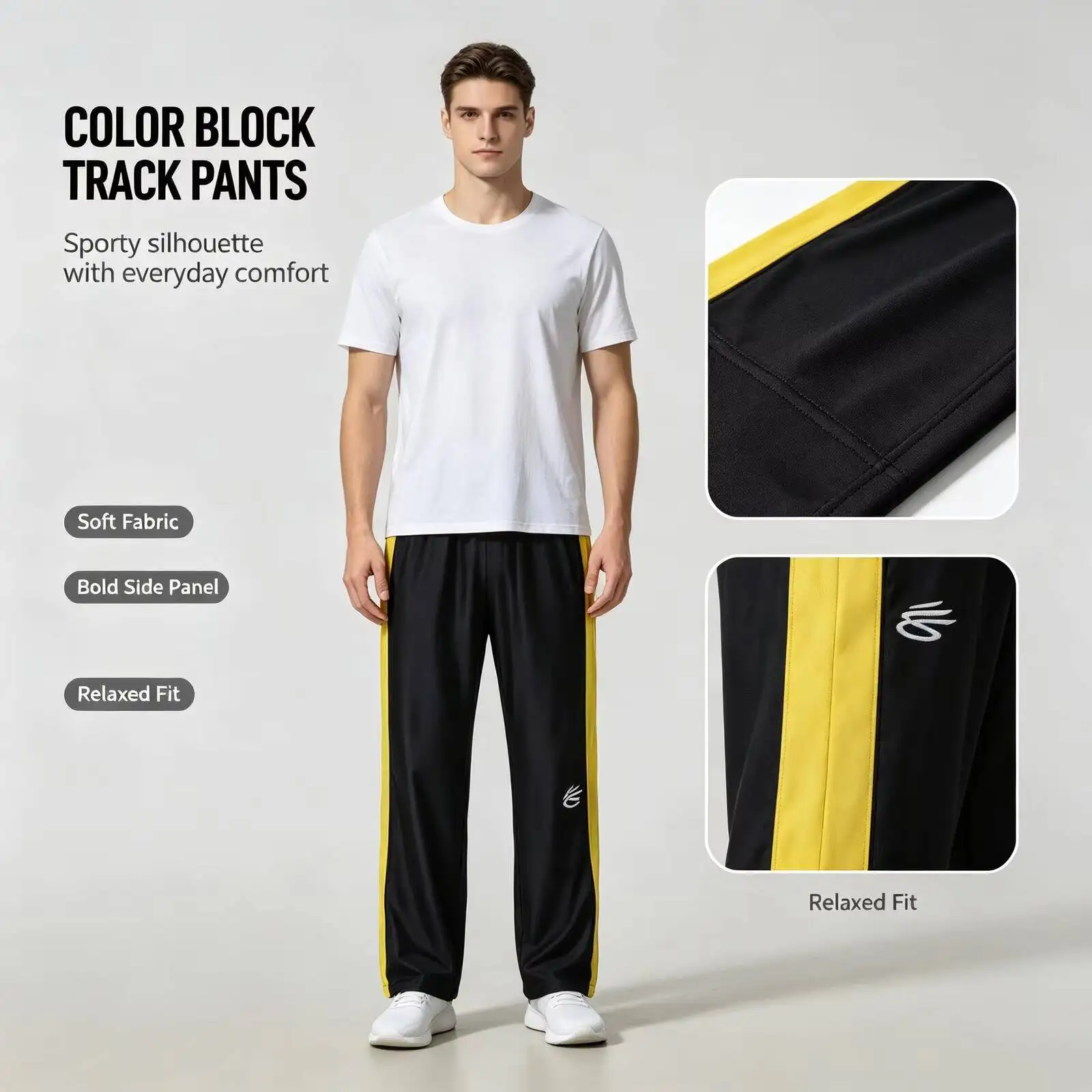 New Under Armour Color Block Track Pants, Casual Sporty Side Striped Trousers, Elastic Waist Relaxed Fit Pants for Daily Streetw