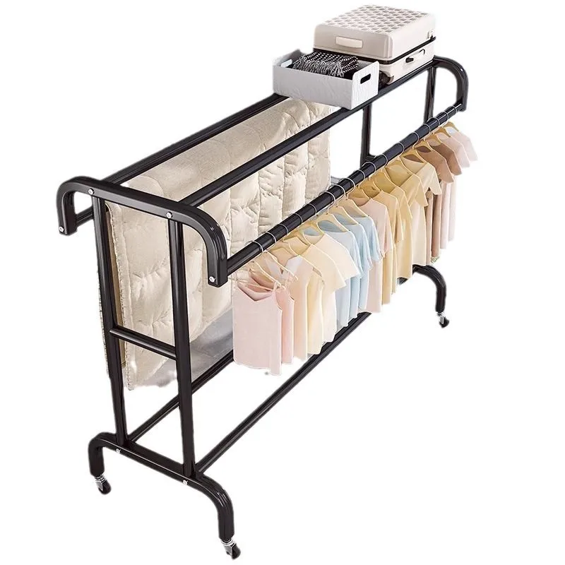 

Multilayer Portable Clothes Rack with Hat Holder for Home Bedroom, Foldable Drying Shelf with Integrated Hanger