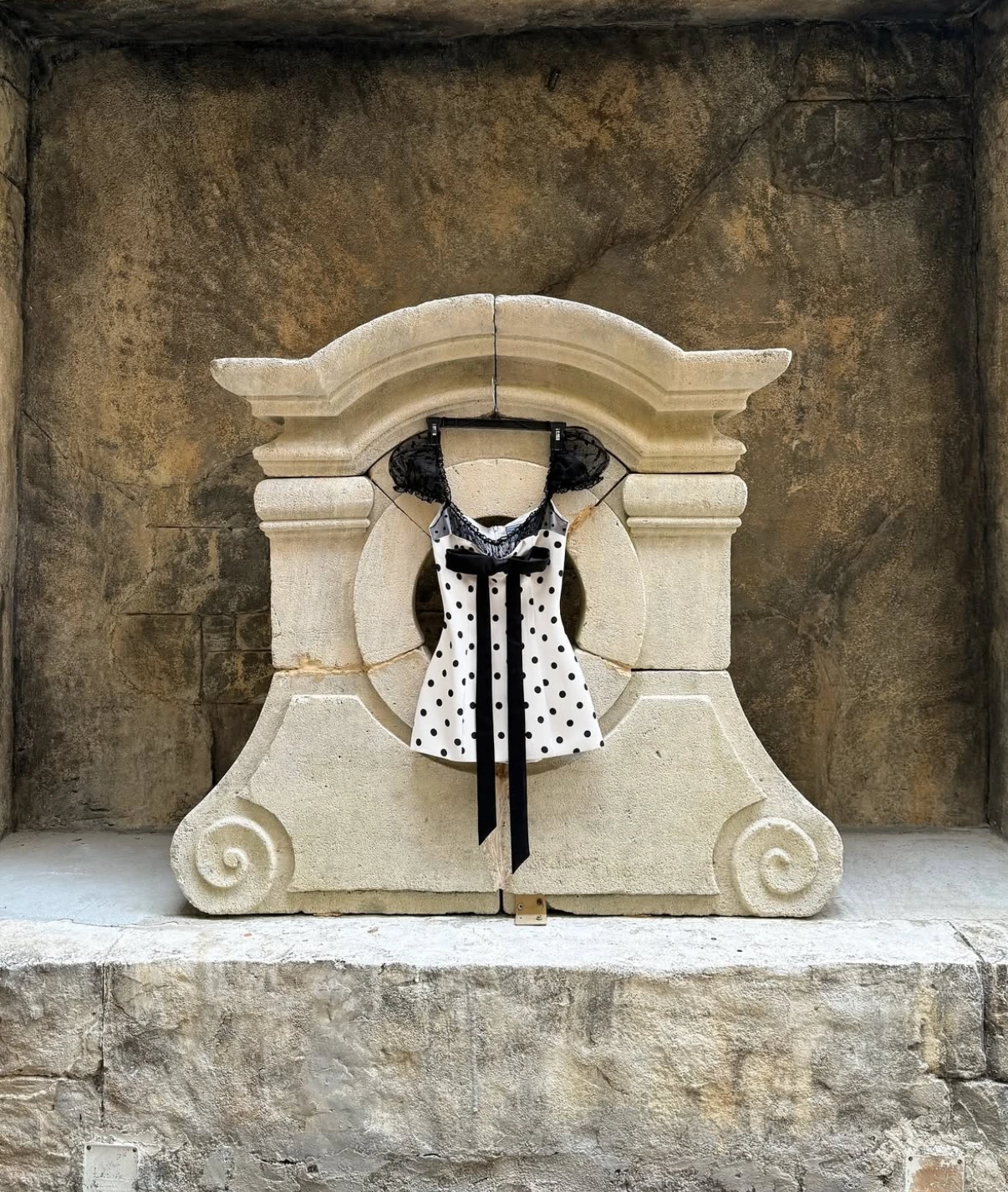 Huelleyros Polka Dot Fliege Spitze Ort Dr Taille Cinched Hohe Taille A-Linie Rock Sommer Pendeln Sle V Ne Svel