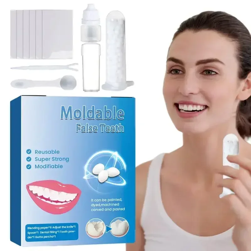 Temporary Tooth Repair Kit False Teeth Solid Glue Denture for Missing Broken Teeth Moldable Tooth Filling False Teeth Tools