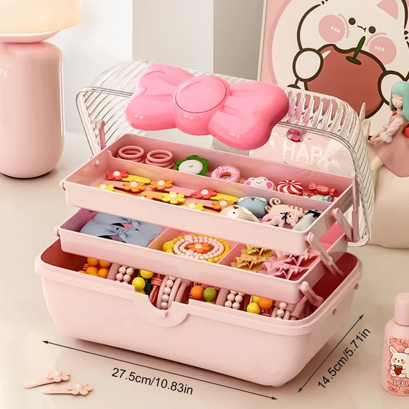 3-layer Handheld Tissue Storage Box Makeup Separator Children Girls Diy Handheld Ticket Sticker Organizer Box Pure Pattern