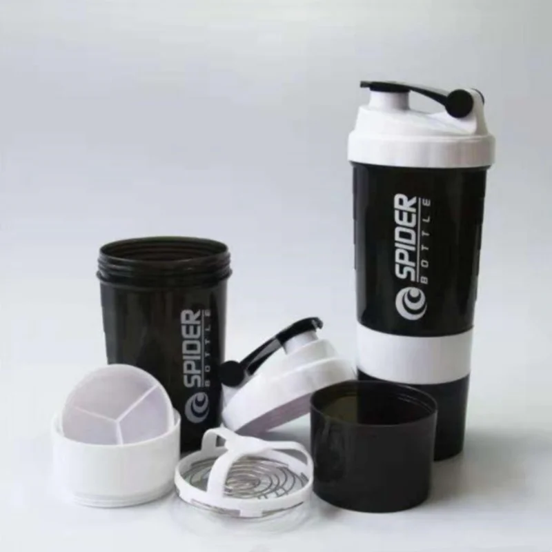 Protein Shaker Bottle, Powder Shake Cup, Water Bottle, Plastic Mixing Cup, Body Building Exercise, New, 3 Layers