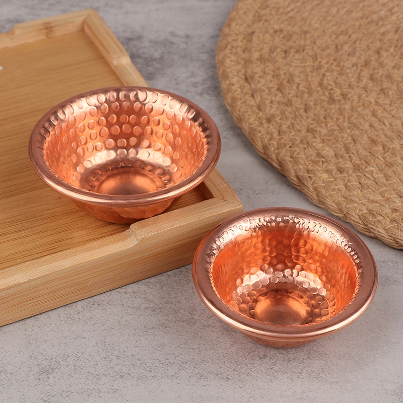 1PCS Nepalese Pure Copper Water Supply Bowl Handmade Auspicious Hammer Pattern Holy Water Bowl For Buddha Buddhist Supplies