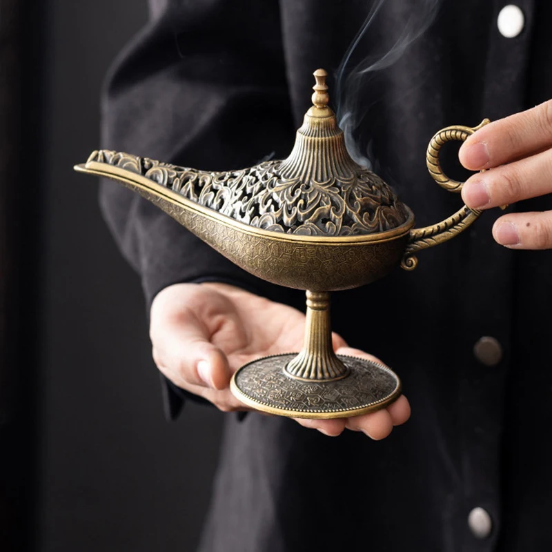 Antique Style Lamp Metal Incense Burner Scented Unscented Candle Holder Home Decor Gift Arabic Incense Burner