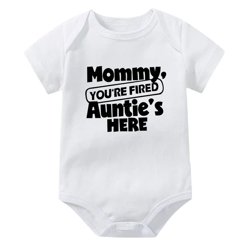 بدلة أطفال مطبوعة من Mommy You Are Fire Auntie هنا، بدلة قفز لحديثي الولادة، ملابس للأطفال الرضع بأكمام قصيرة، ملابس للجنسين #3