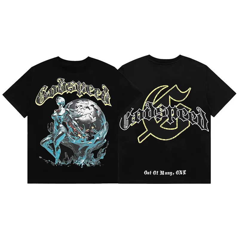 2026 Trendy Men Women Front Back Retro Western Skeleton Cactus Graphic Tee Casual Short Sleeve Cotton T Shirt Street Loose Tops