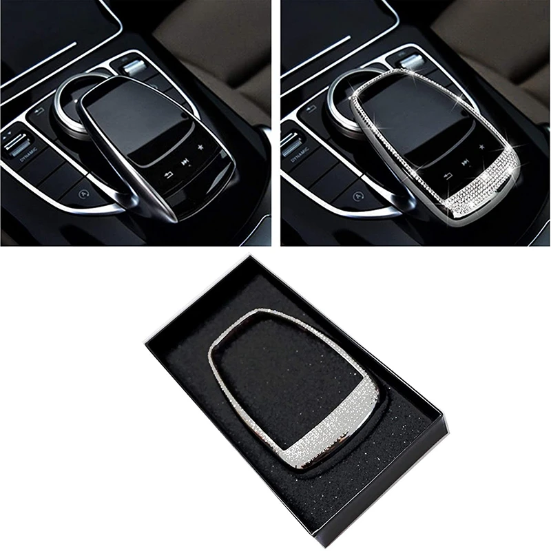 Bling Crystal Interior Media Control Emblem Cover for Mercedes Benz E300L C200L C180L E C Class GLC W205 W213