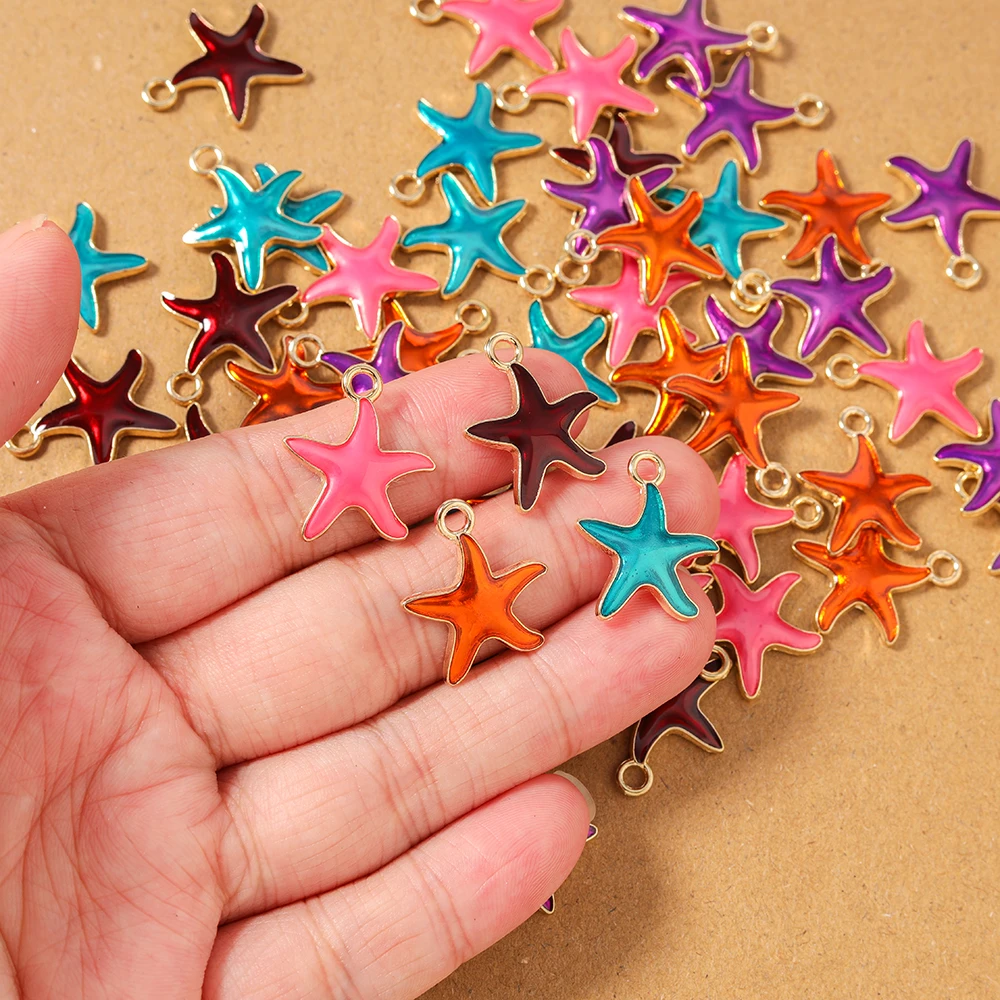 

10pcs Enamel Starfish Charms Pendant for Necklace Earrings Bracelet DIY Jewelry Making Accessories Supplies