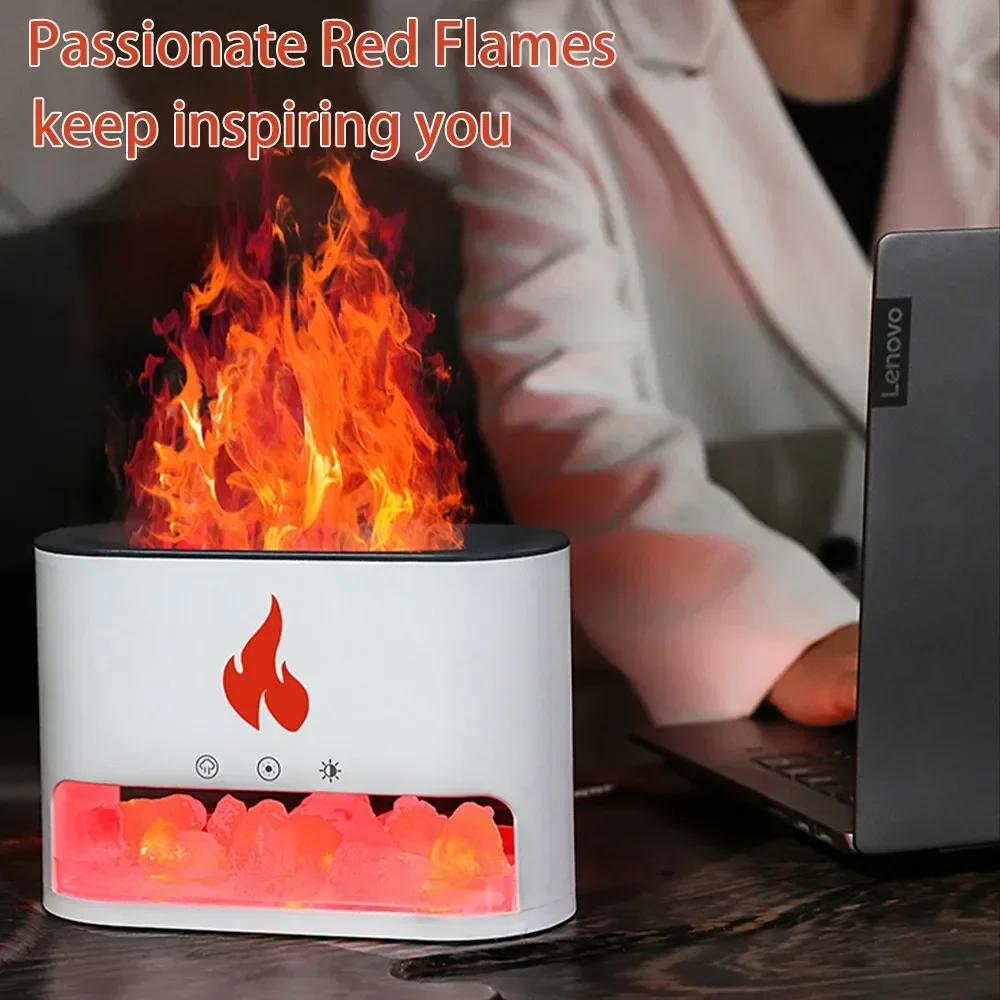 Fire 7 Color Flame Lamp Volcano Fireplace Essential Oil Diffuser