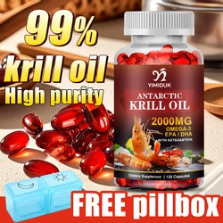 Antarctic Krill Oil 2000mg 120 Capsules, Omega-3 EPA, DHA, with Astaxanthin Supplement Sourced from Red Krill, Maximum Strength