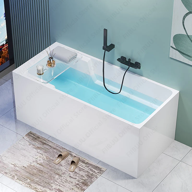 

White Freestanding Bathtub Luxury Acrylic Tub With High Load-bearing Capacity, Multifunctional Bathroom Furniture Multiple Sizes