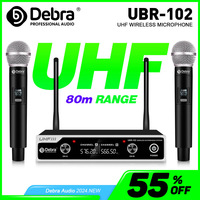 Debra UHF Wireless Microphone UBR-102 Karaoke 2 Handed Cordless Microphone,260 foot range, suitable for churches, lectures