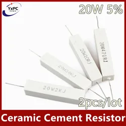 2pcs 20W 5% Cement Resistor Power Resistance 0.1 ~ 10K 0.33R 0.47R 1R 1.8R 2.2R 2.7R 3.3R 4.7R 5.1R 6.8R 10R 20R 33R 75R 100R