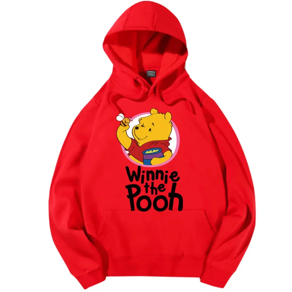 Disney Fashion Top Cartoon Fashion Winnie The Pooh Letter Print Hoodie Pullover Couple Unisex Women\'s Sweatshirt