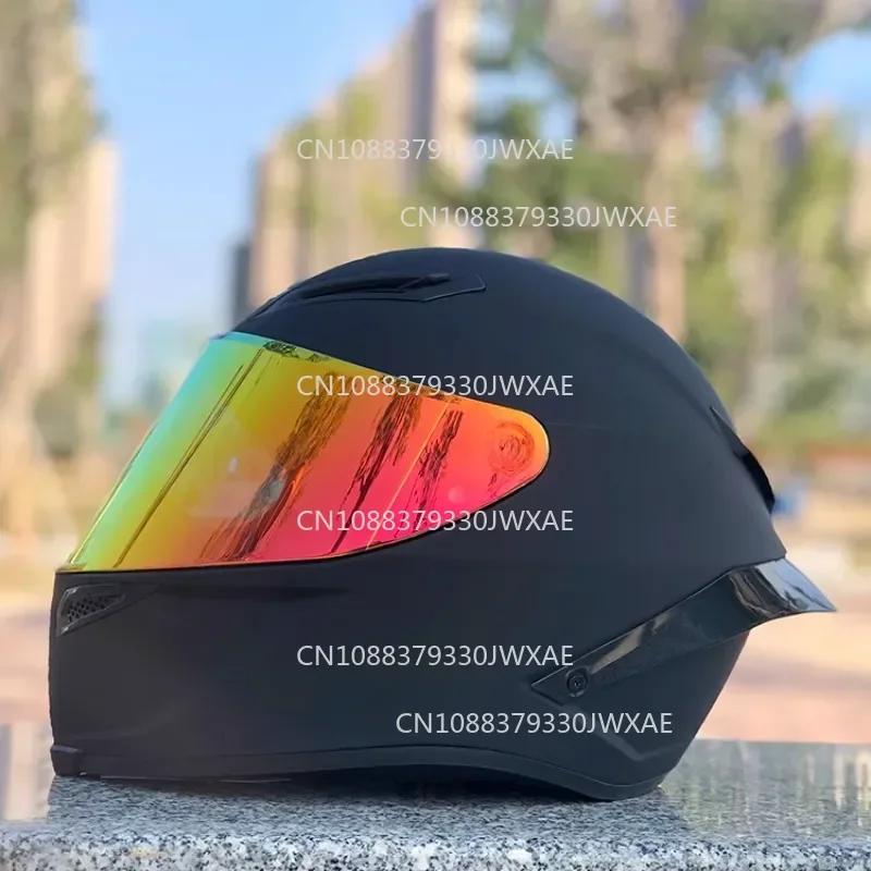 

NITRINOS Motorcycle helmet Pure black Four Seasons Male and Female summer Motorcycle Racing Large tail wing Fully covered helmet