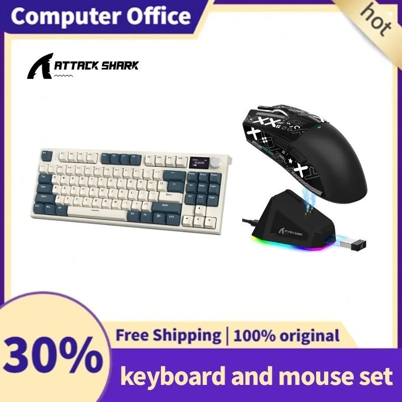 Attack Shark K86 X11 Wireless Mechanical Keyboard Mouse Set Layoutdisplay Screenvolume Rotation Button Keyboard 22DPI Mouse