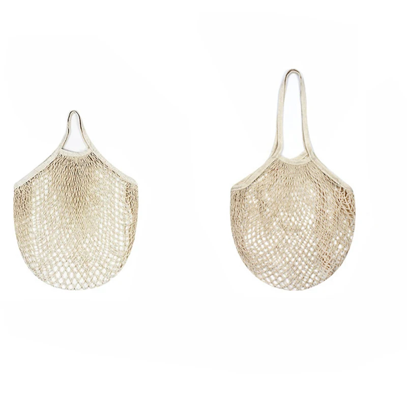 حقيبة تسوق قطنية محمولة قابلة للطي، حقيبة شبكية فواكه قابلة لإعادة الاستخدام، جيب شبكي منسوج مجوف لتخزين المطبخ