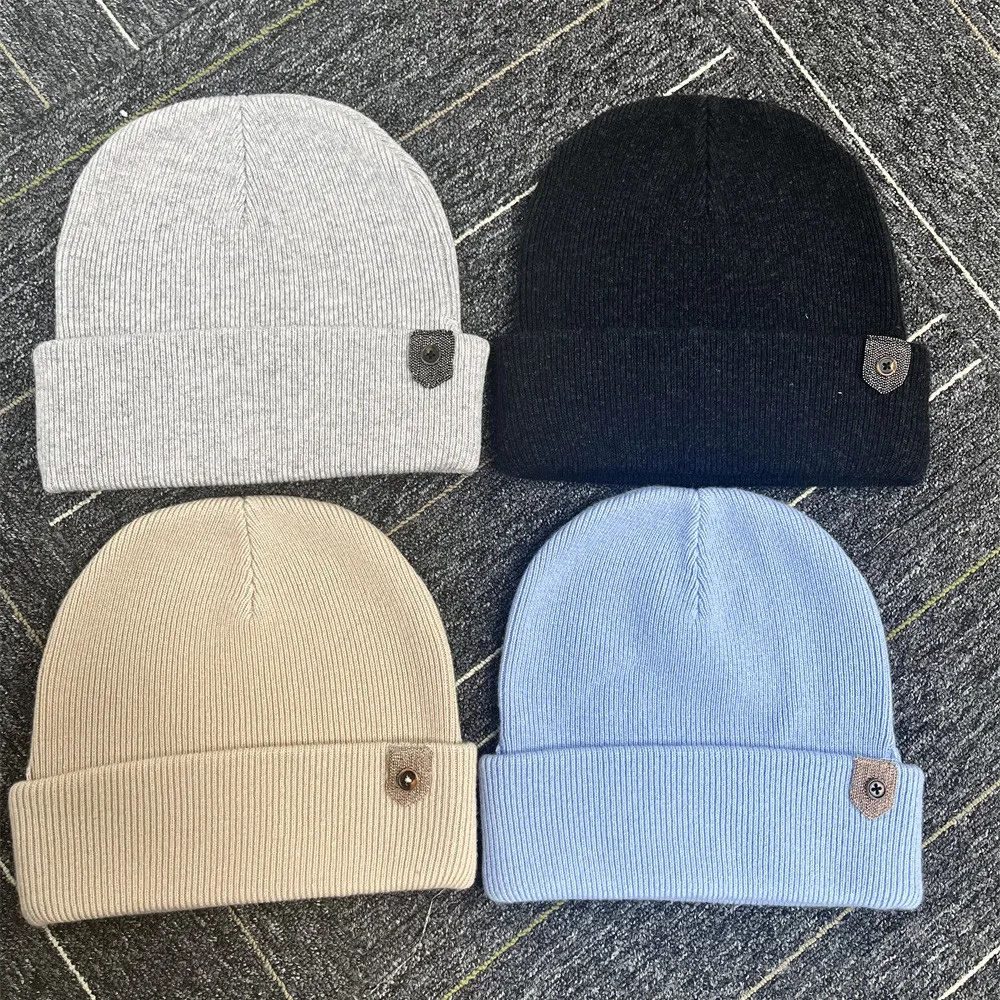 Winter B*C New Women Beading Decorate Knit Hat Autumn Female Beanie Caps Cashmere Warm Knitwear Cap