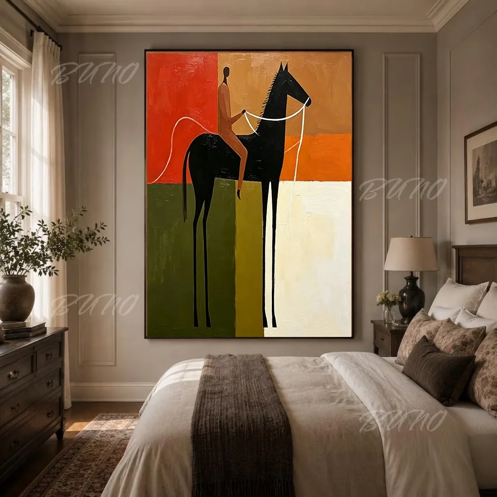 dipinto-a-olio-astratto-originale-100-dipinto-a-mano-cavallo-nero-in-stile-mid-century-arte-su-tela-per-la-decorazione-di-soggiorno-e-camera-da-letto