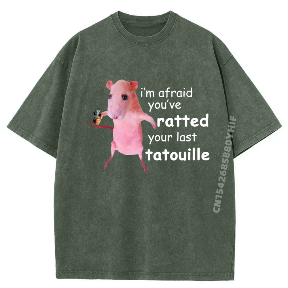 Забавная розовая мышь I M Boraid You Ve Ratted Your Last Tatouille Мужские футболки с рисунком Мужская футболка с принтом Классическая стираная рубашка